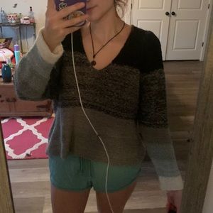 cozy ombré ish color block sweater